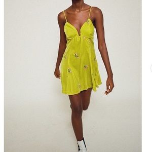 Urban Outfitters ginger Velvet Embroidered Mini